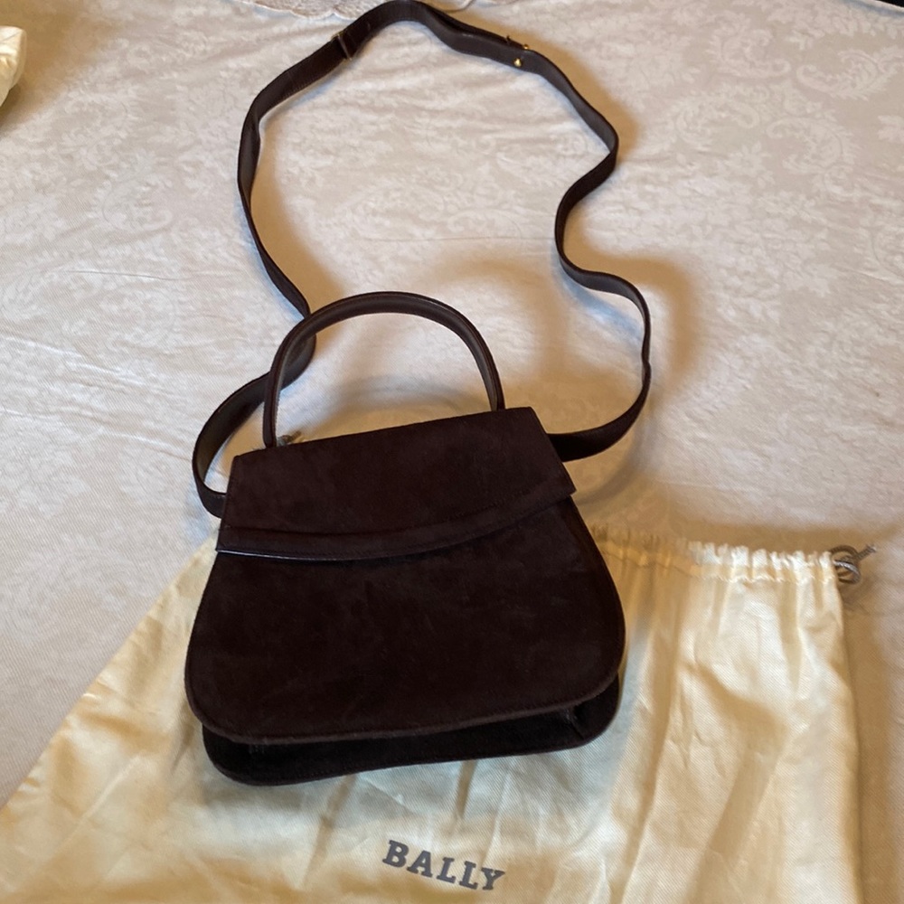 Bally brown suede purse with adjustable/removable strap